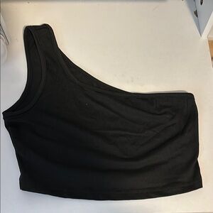 Black One-Shoulder Crop Top